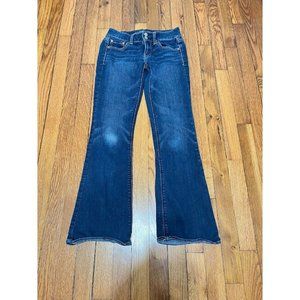 American Eagle Super Stretch Artist Flare Jeans Womens 0p Petite Blue Dark Wash